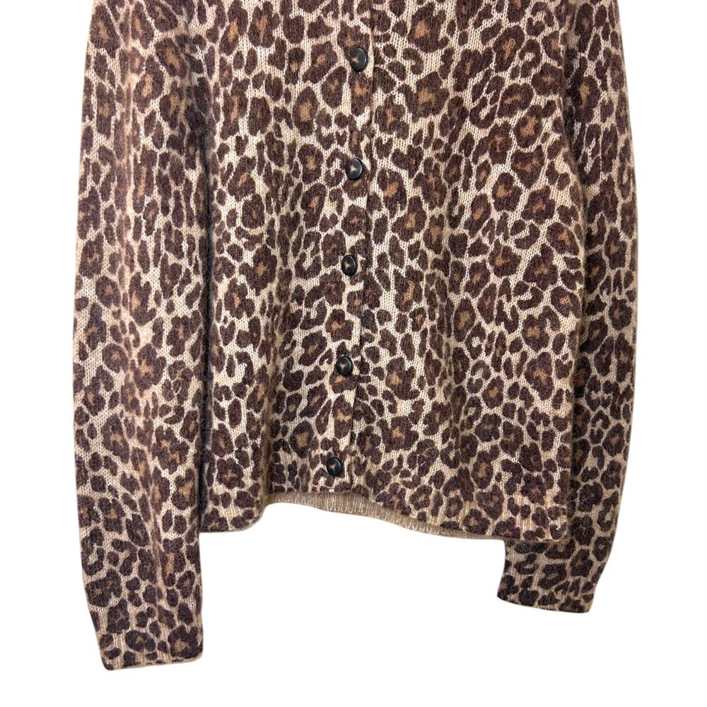 Sezane Women's 'Rachel Cardigan' Sweater, Mohair Wool in Leopard Brown, XX-Large - Picture 6 of 8